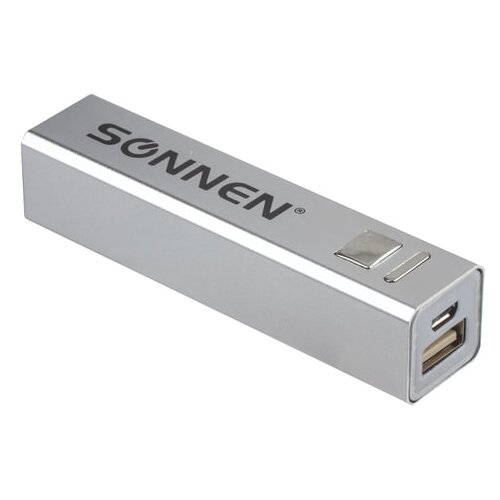 Аккумулятор внешний SONNEN POWERBANK V61С, 2600 mAh, литий-ионный, серебристый, алюминиевый корпус, 262749