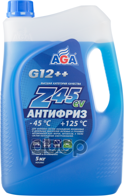 Антифриз Aga Z45 G12++ Готовый -45c Синий 5 Кг Aga306z (Допуск Для Электромобилей) AGA арт. AGA306Z