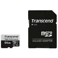 Карта памяти MicroSDXC 64GB Transcend Class10 UHS-I U3 A2 330S + адаптером (TS64GUSD330S)