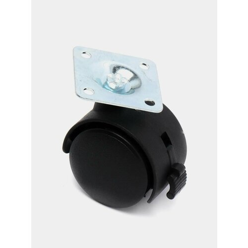 Колеса поворотные со стопором для стола, тумбы, комода .4 штуки, d-40 мм, с тормозом и площадкой, пластик черный , крепеж в комплекте.