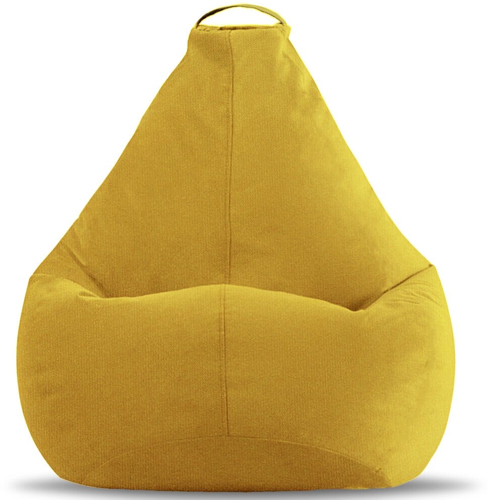 Кресло-мешок Груша, MyPuff,размер XХL-Миди, мебельный велюр, желтый - фотография № 2