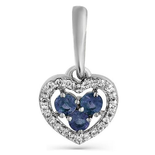 фото Подвеска сердце с сапфирами и бриллиантами из белого золота 3-922-02 master brilliant