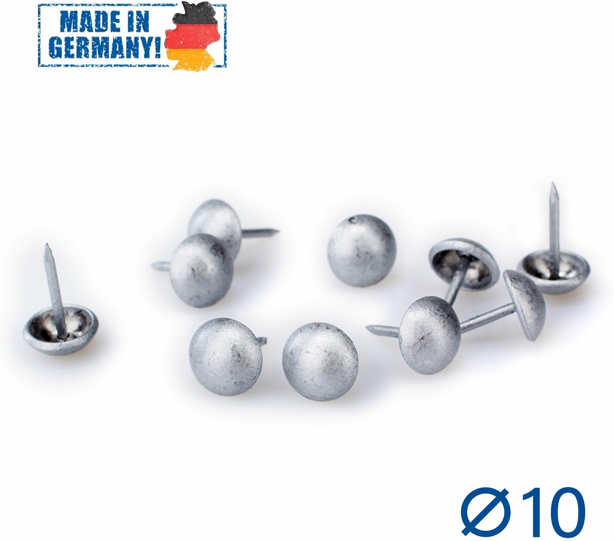 фото Гвозди декоративные HEICO, мебельные, для обивки, каретной стяжки, 10x13 мм, 50шт, 650, старое серебро