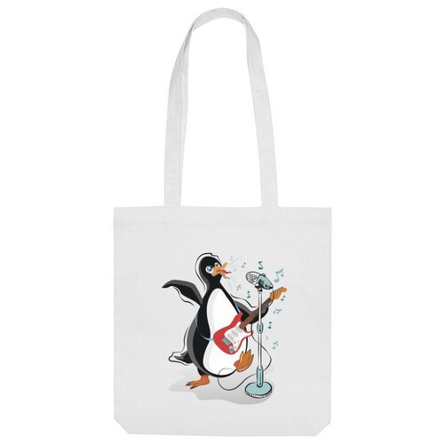 Сумка шоппер Us Basic, белый сумка пингвин гитарист бежевый