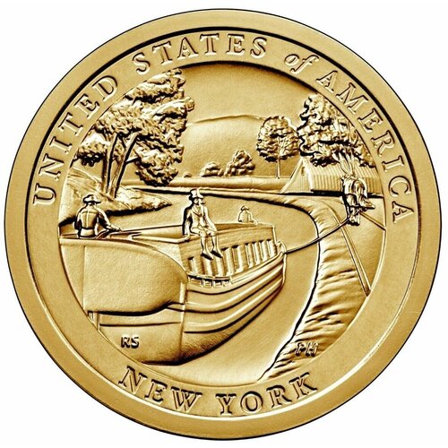 Монета 1 доллар Канал Эри (штат Нью-Йорк 12). Американские инновации. Р. США 2021 UNC сша 1 доллар 2021 американские инновации канал эри нью йорк