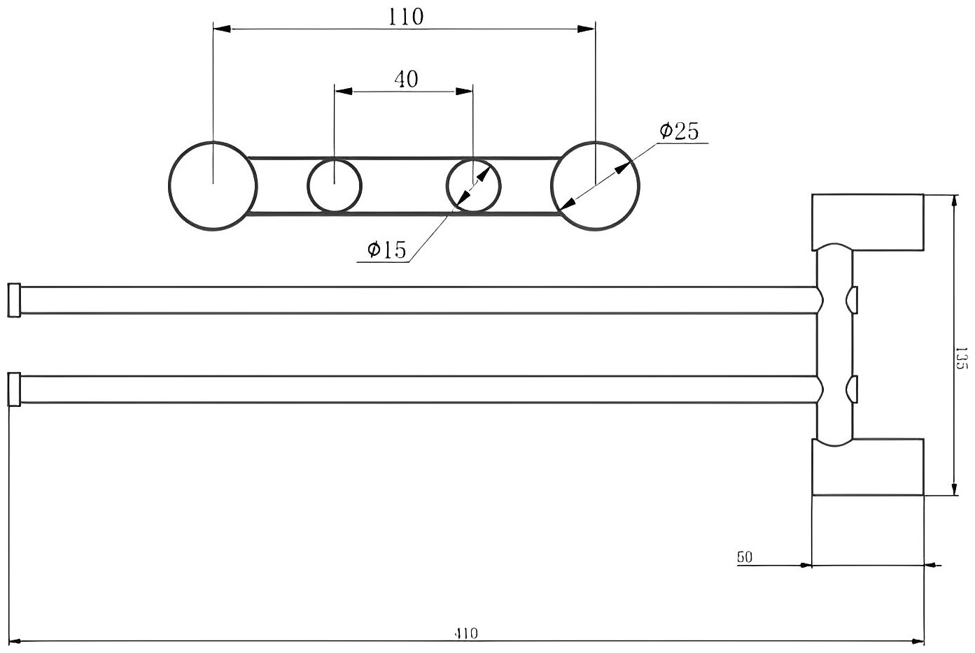 Держатель для полотенец HAIBA HB8412, 1 шт., хром - фотография № 3