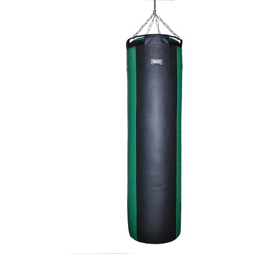 фото Мешок боксёрский цилиндрический 140х40 см (искожа) цвет чёрно-зелёный, вставка гильза ппу + подвесно - puncher