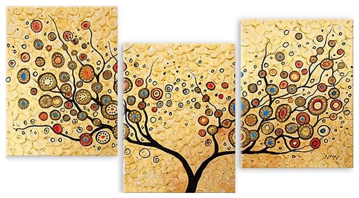 Модульная картина на холсте "Пуговичное дерево" 150x84 см