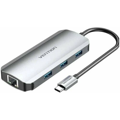 Концентратор USB Type-C Vention TOHHB 3 х USB 30 RJ-45 HDMI USB Type-C серебристый 237000₽