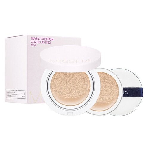 Missha Тональный крем Magic Cushion Cover Lasting PA+++ Special Package, SPF 50, 15 мл/15 г, оттенок: 21, 1 шт. missha magic cushion moist up увлажняющий стойкий кушон 23