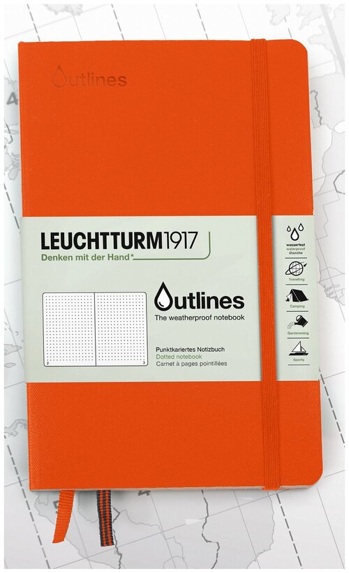 Записная книжка в точку Leuchtturm Outlines B6 89 стр, 150 г, мягкая обложка ярко-оранжевый