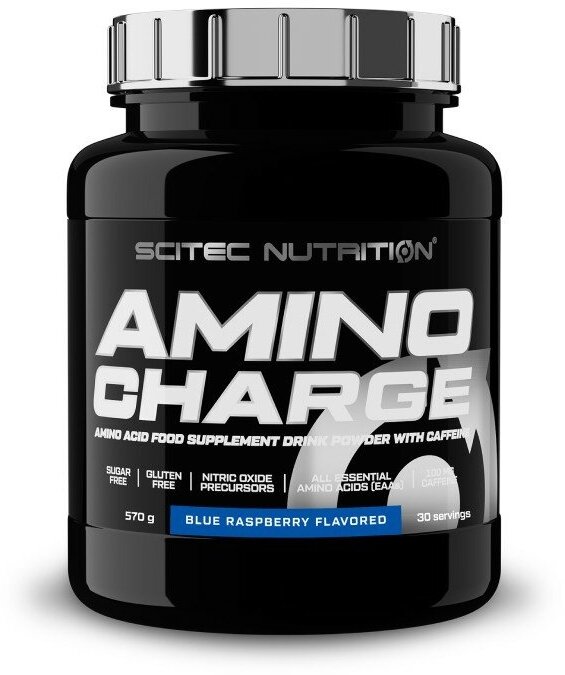 Аминокислоты EAA и кофеин Scitec Nutrition Amino Charge, предтренировочный препарат, порошок, 570 г, ежевика