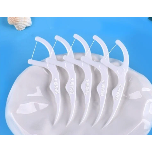 Флоссеры с зубной нитью BMBO + зубочистка пластиковая 100 штук в индивидуальной упаковке
