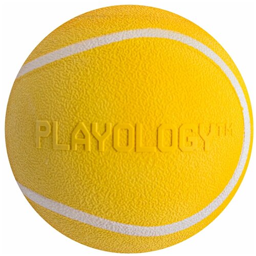 Playology хрустящий жевательный мяч SQUEAKY CHEW BALL 6 см с пищалкой и с ароматом курицы, желтый