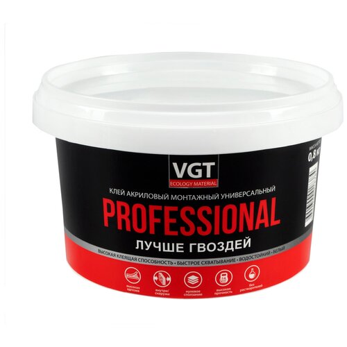 VGT PROFESSIONAL клей акриловый монтажный универсальный, белый (0,8кг)