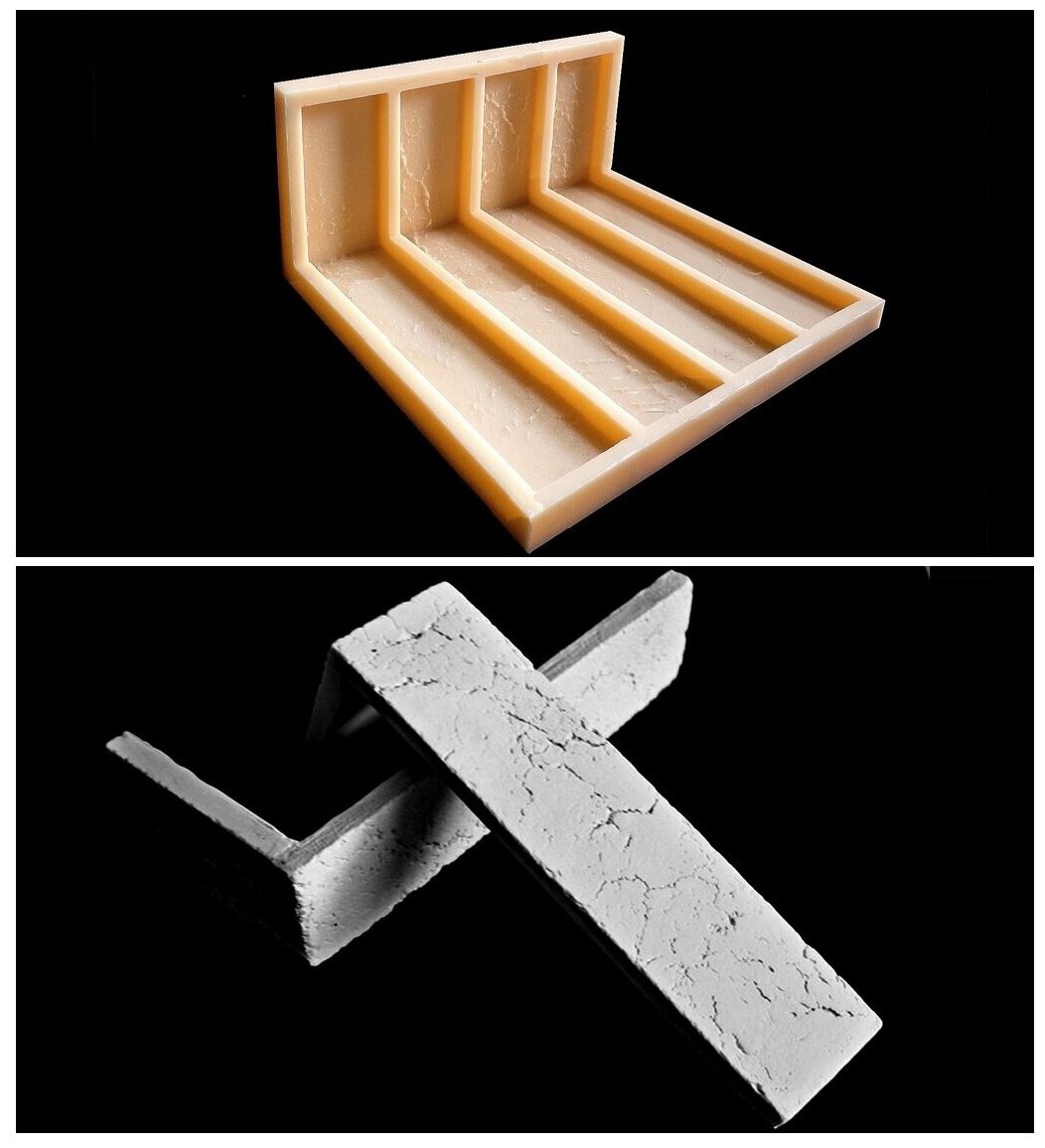 Кирпич Римский ZIKAM - угловая монолитная эластичная форма. Силиконовая форма для гипса. Полиуретановая форма для бетона.