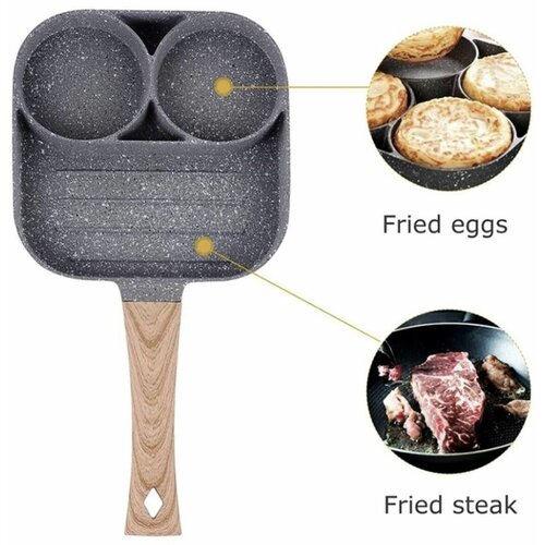 Сковорода со съемной ручкой без крышки 18 см 3 секции, сковородка с керамическим покрытием для завтраков