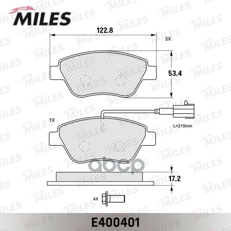 Колодки Тормозные Fiat Albea/Doblo/Stilo 01> Передние Lowmetallic Miles арт. E400401