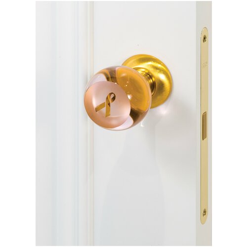 Хрустальная дверная ручка "Krystal Premium" В6022 с оберегом, розовая / золото матовое