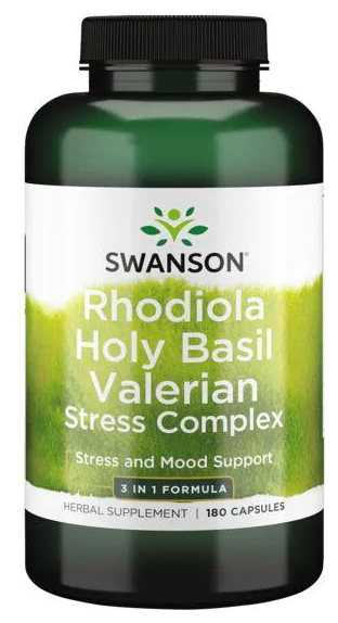 Swanson Rhodiola Holy Basil Valerian Stress Complex (Комплекс корня родиолы священного базилика и корня валерианы) 180 капсул