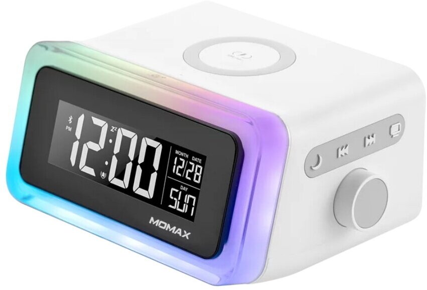 Цифровые часы с беспроводным зарядным устройством Momax QC2 Q.Clock 2 Digital Clock With Wireless Charger White (QC2UKW)