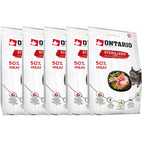 Ontario Для стерилизованных кошек с ягненком (Ontario Cat Sterilised Lamb) 2 кг х 5 шт.