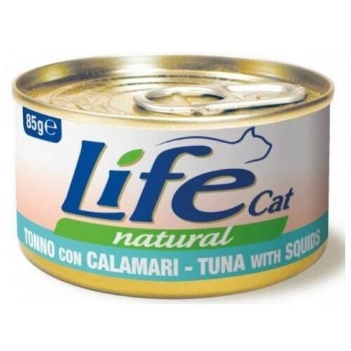 Влажный корм для кошек LifeCat с тунцом, с кальмаром 2 шт. х 85 г (кусочки в бульоне)