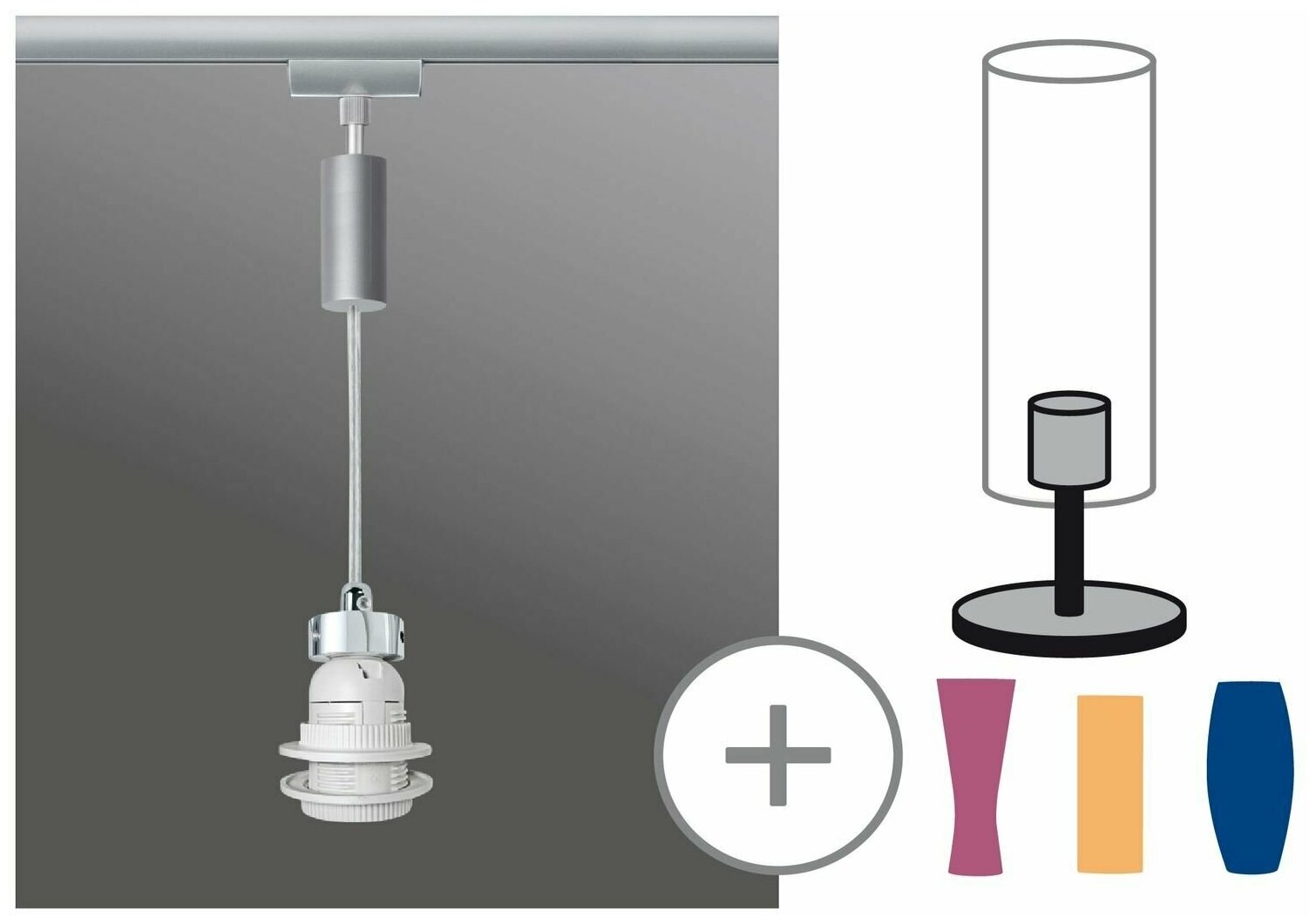 Светильник подвесной Paulmann 2Easy Шинная система URail 230В 5.5Вт 470Лм 2700К Е27 LED Хром матовый С лампой Без абажура 97651