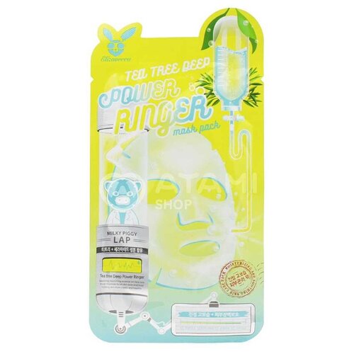 Elizavecca Успокаивающая такневая маска с чайным деревом Power Ringer Mask Pack Tea Tree Deep, 23 мл, 1 шт