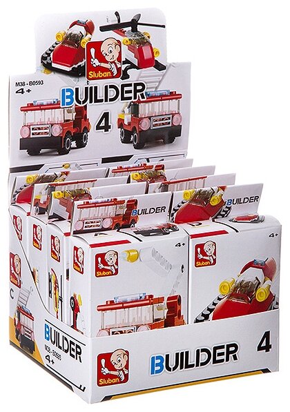 Набор конструкторов Китай "Builder", Пожарная техника, 4 вида, 8 шт (Г87711)