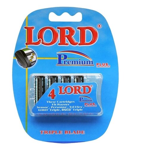 Сменные кассеты Lord Premium Plus 3 лезвия, 4 шт. сменные кассеты dorco с 3 3 лезвиями для бритвенного станка eve 6 lsxa1040