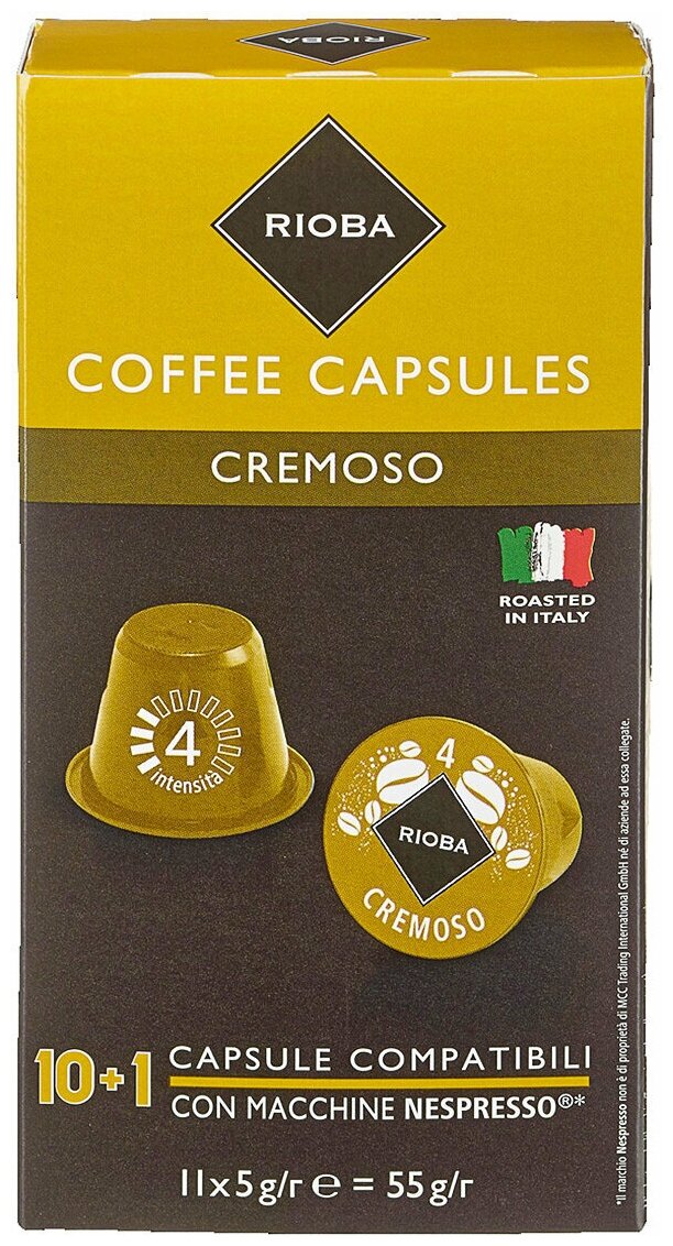 Кофе Rioba Espresso Cremoso в капсулах 10 упаковок 110 капсул - фотография № 2