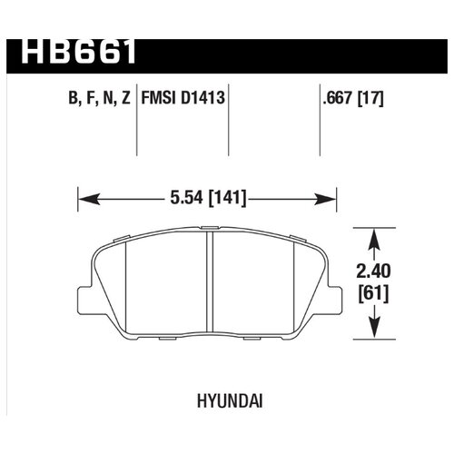 Колодки тормозные HB661F.667 HAWK HPS KIA Ceed GT; HYUNDAI VELOSTER, i30