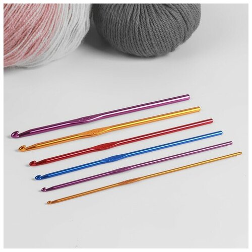 Набор крючков для вязания, d - 2-4,5 мм, 14,5 см, 6 шт, цвет разноцветный 2 шт