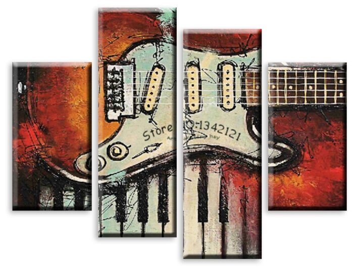 Модульная картина на холсте "Гитара" 90x71 см
