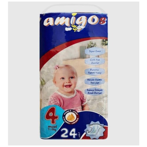 AMIGOS/Памперсы детские 4 maxi 7-18 кг 24 шт