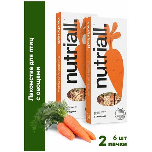 Лакомство Nutriall Зерновые палочки для птиц с овощами 2 упаковки, 6 шт