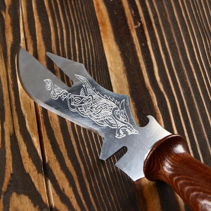 Нож-вилка (шампур) для шашлыка узбекский с гравировкой - фотография № 2