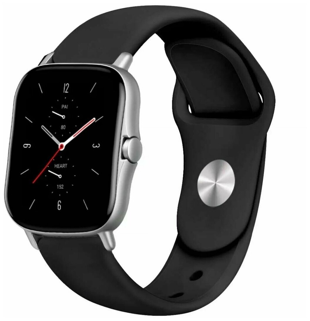 Универсальный силиконовый ремешок для смарт-часов Xiaomi, Amazfit, Huawei, Samsung Galaxy Watch, Garmin 20 мм, черный