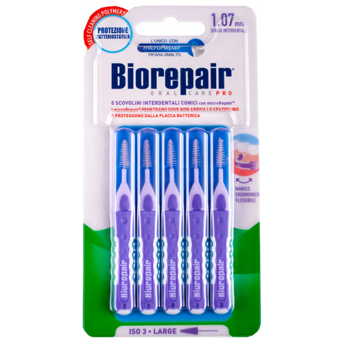 фото Зубной ершик biorepair interdental сonico 1.07 mm, белый/фиолетовый, 5 шт.