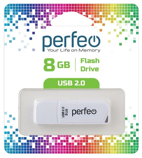 USB Flash накопитель 8Gb Perfeo C10 White (PF-C10W008)