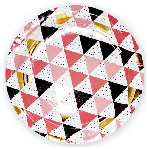 фото Ukid gift набор одноразовых тарелок "геометрия треугольников", 7''/18 см - 6 шт волна веселья