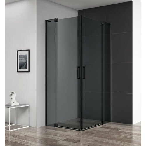 Душевой уголок Cezares Slider 70х80 SLIDER-A-2-70/80-GRIGIO-NERO без поддона, стекло тонированное, профиль черный