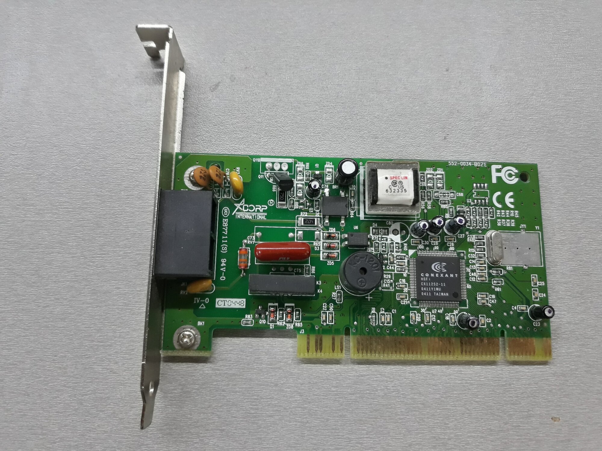 PCI DSL Модем Acorp Sprinter@56K Soft PCI MD3-1021-2006 552-0034-B02E на контроллере Conexant CX11252-11