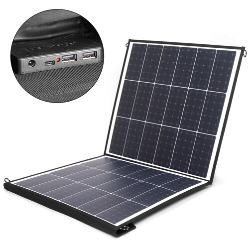 Солнечная панель TOP-SOLAR-100 100W 18V DC Type-C PD 60W 2 USB влагозащищенная складная на 2 секции 26300₽