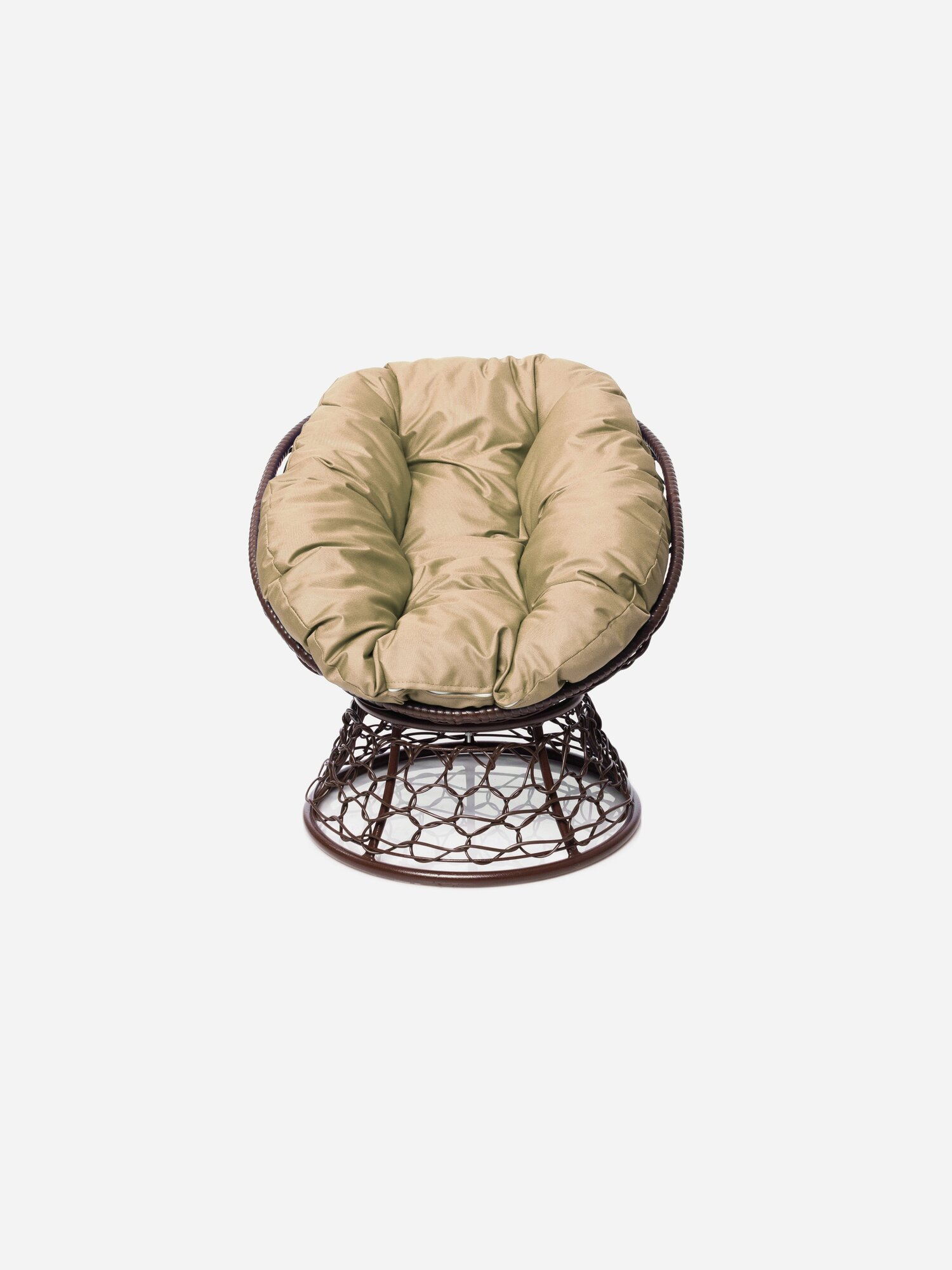 Круглое садовое кресло с ротангом и подушкой - фотография № 2