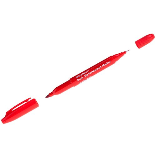 Маркер перманентный двухсторонний красный, пулевидный, 0,8-2,2 мм, 5 шт