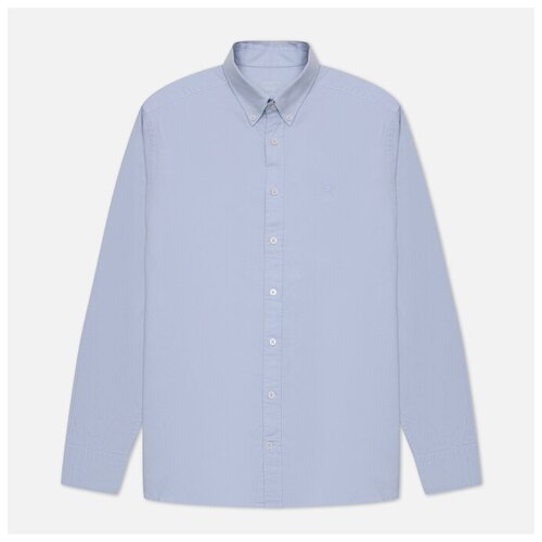 фото Мужская рубашка hackett garment dyed oxford slim fit голубой, размер l hackett london