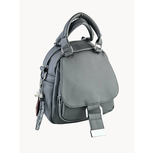 Рюкзак женский, повседневный на молнии, мини рюкзак, экокожа morios темно-серый