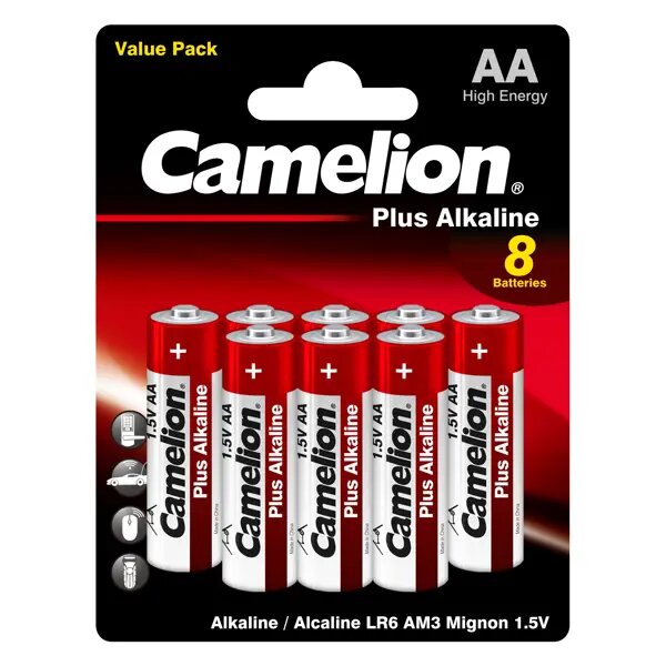 Батарейка алкалиновая Camelion Plus Alkaline LR6-BP5+3 AA 8 шт.